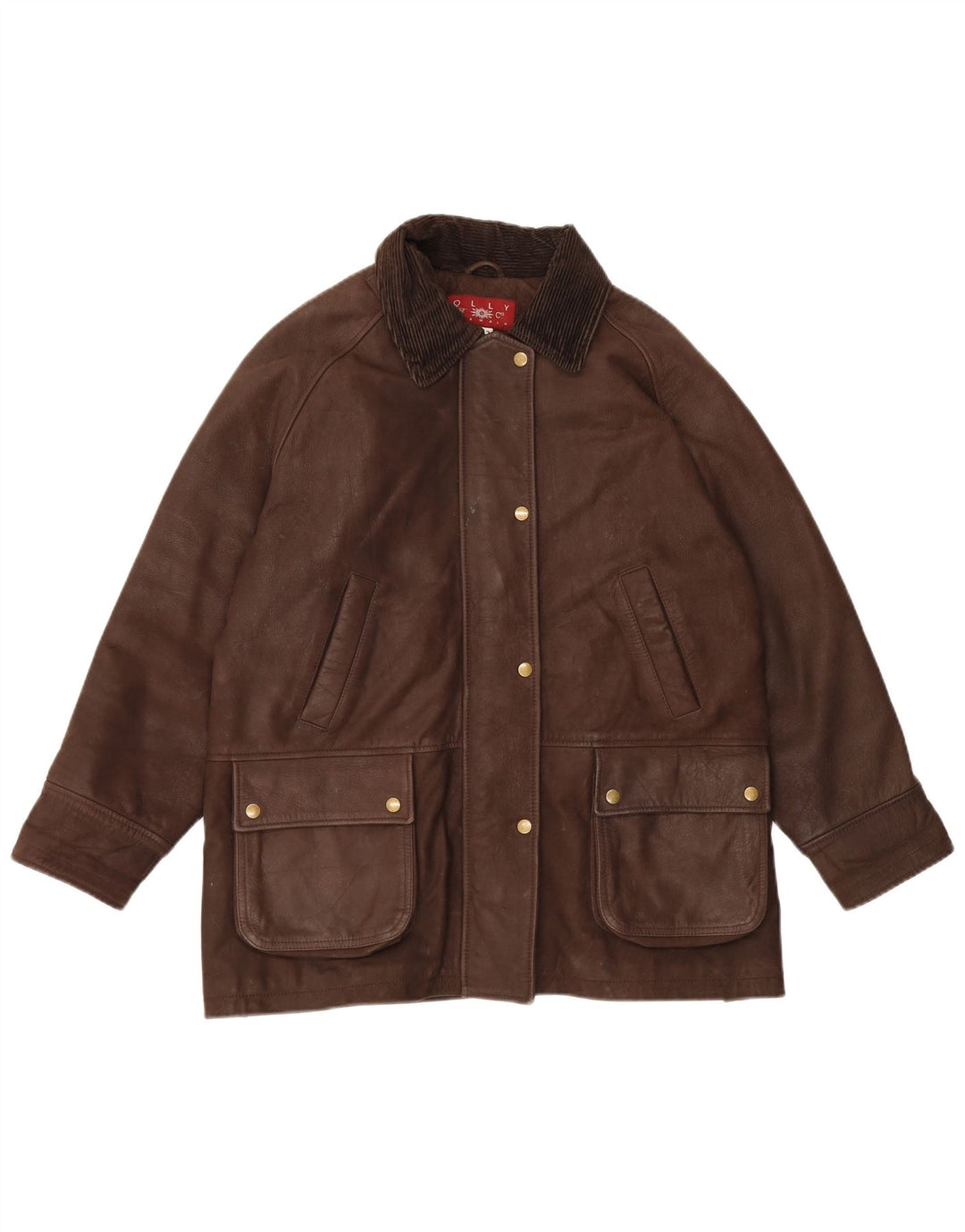 Olly & Co Dame Oversized Læderjakke UK 12 Medium Brun