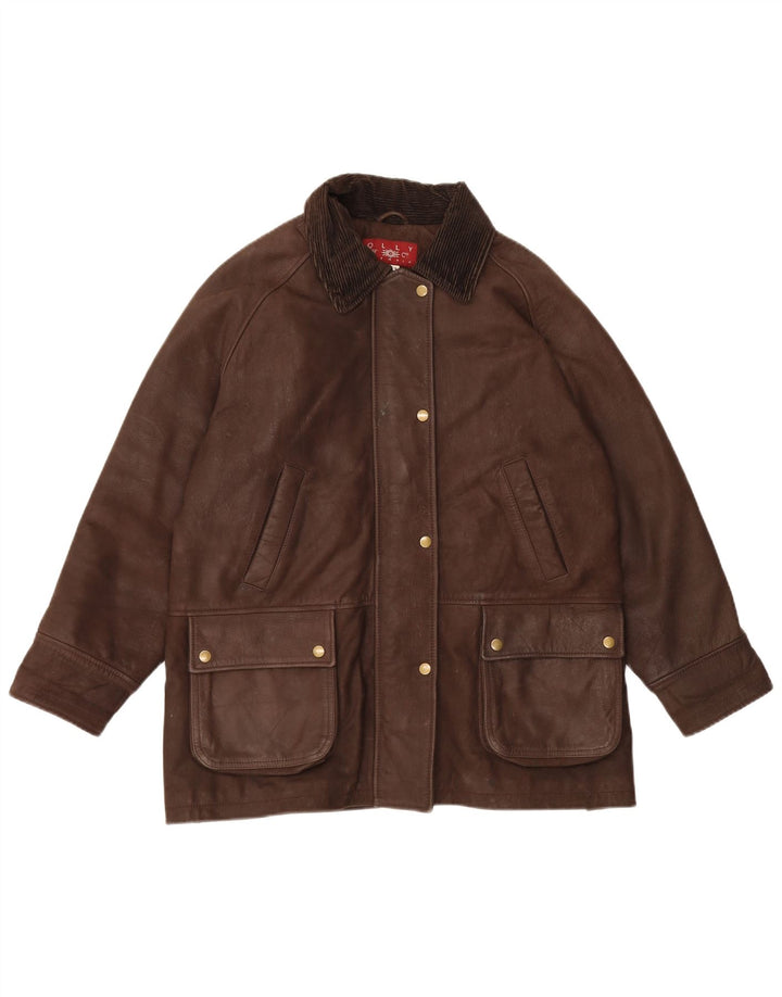 Olly & Co Dame Oversized Læderjakke UK 12 Medium Brun