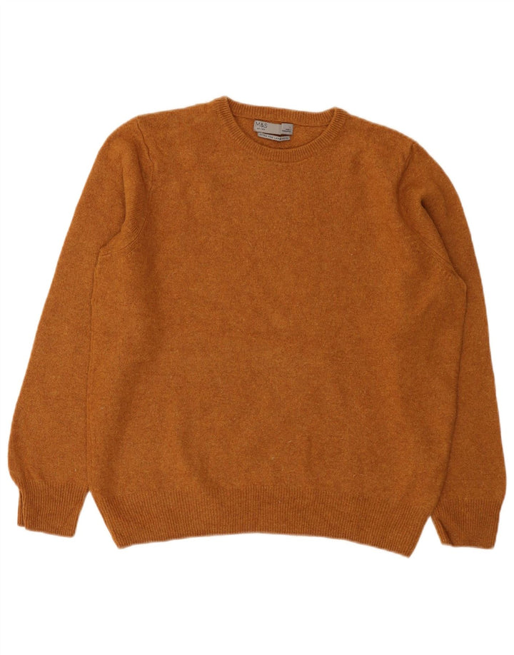Marks & Spencer Dame sweater med rund hals DK 14 Stor brun lammeuld