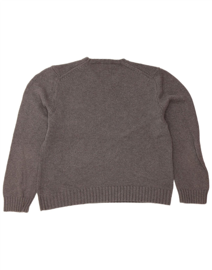 J. CREW Dame oversized V-hals sweater UK 10 Small Grey Bomuld