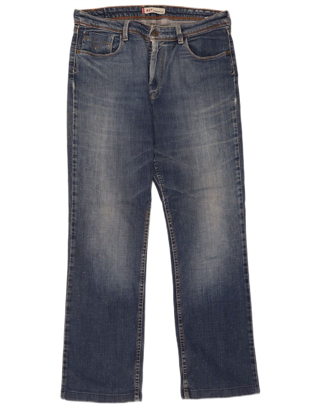 Levi's Dame 627 Straight Jeans W34 L30 Blå Bomuld