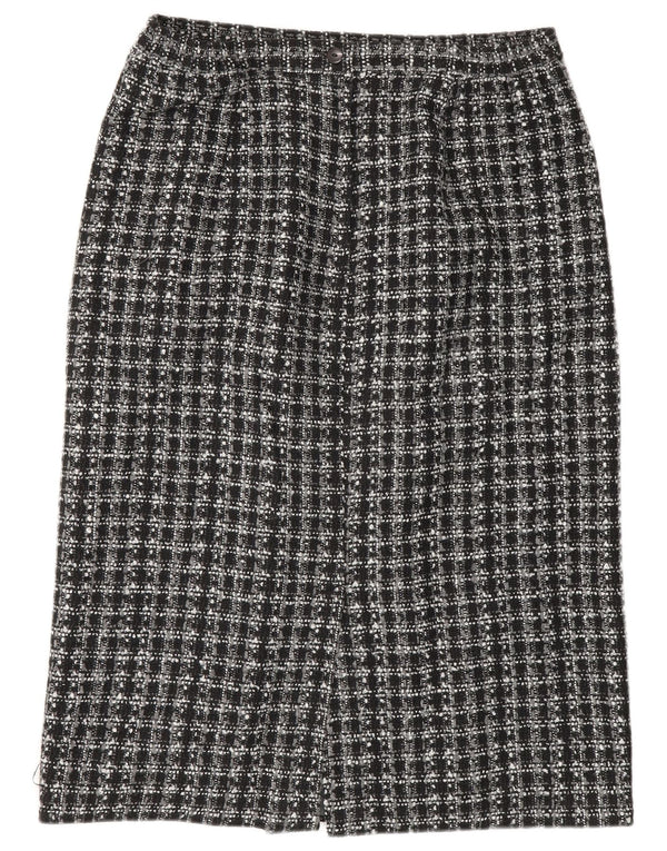 Klasse Womens Pencil Skirt UK 16 Large W32 Black Check Polyester