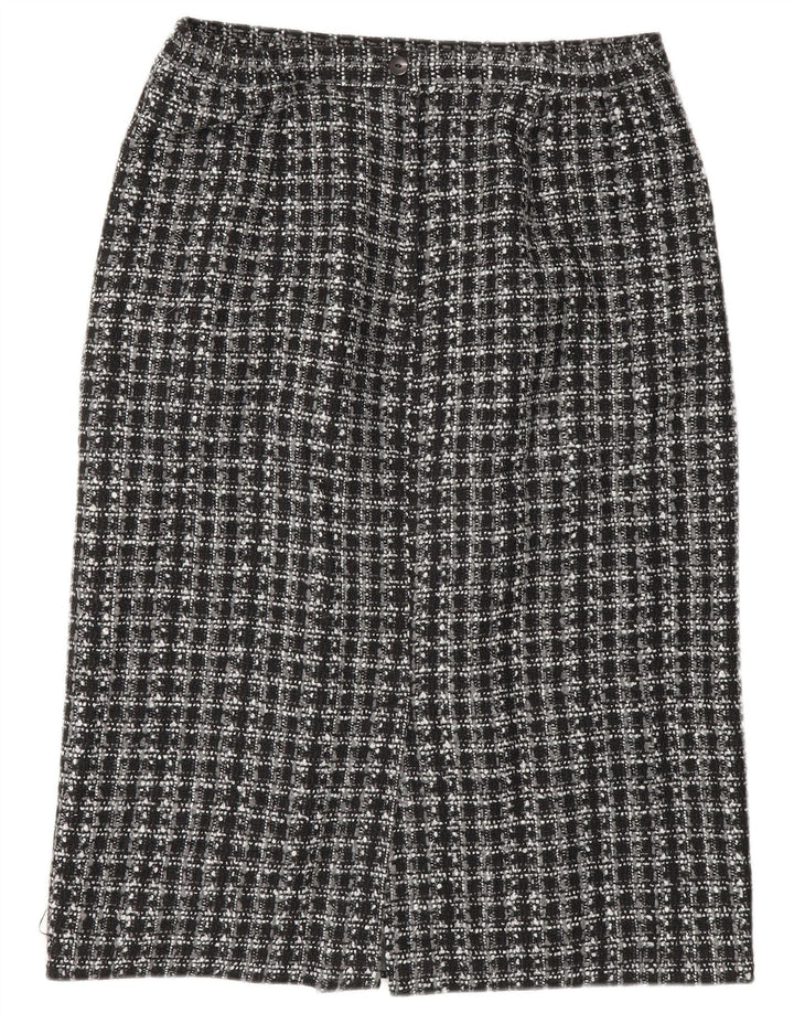 Klasse Womens Pencil Skirt UK 16 Large W32 Black Check Polyester