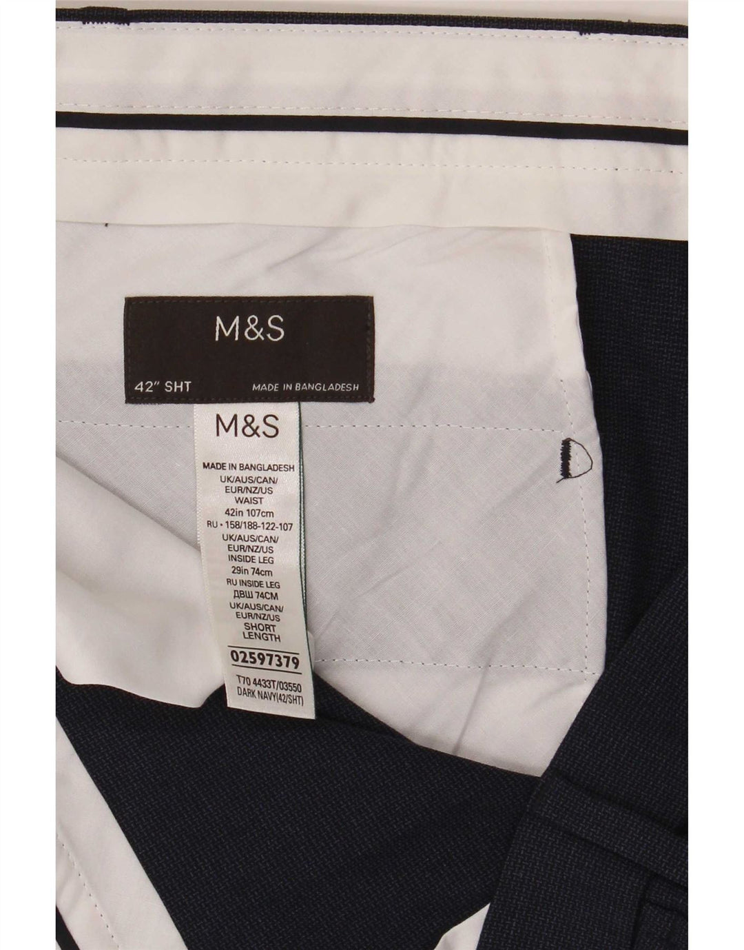 Marks & Spencer Herre Chino Bukser W42 L29 Marineblå Polyester