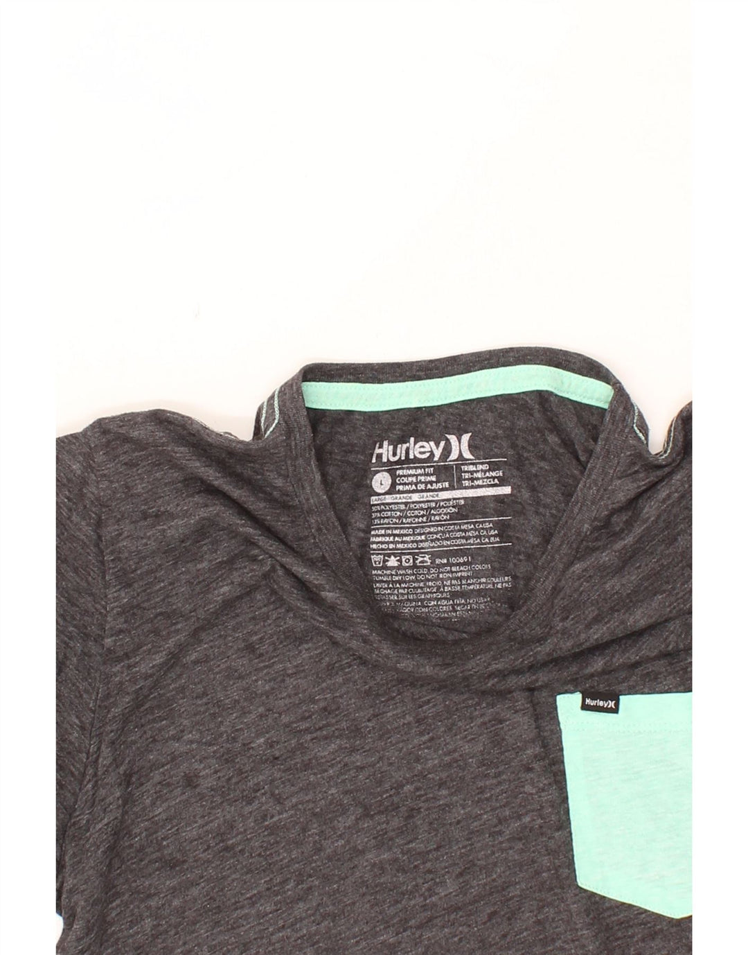 HURLEY Mens Premium Fit T-Shirt Top Large Grey Polyester Vintage Hurley and Second-Hand Hurley from Messina Hembry 