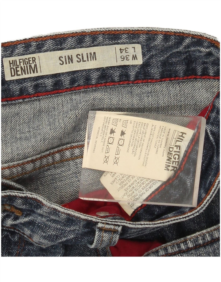 TOMMY HILFIGER Mens Sin Distressed Slim Jeans W36 L34 Blue Cotton