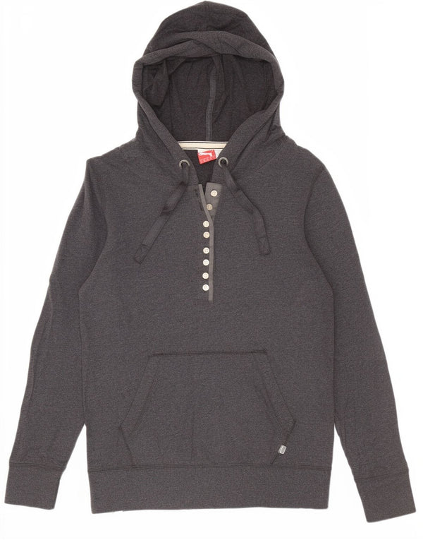 Puma Dame Button Neck Hoodie Jumper UK 10 Small Grey Bomuld