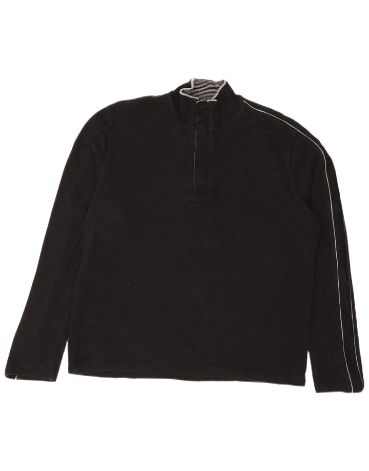 Hugo Boss Herre Regular Fit Zip Neck Jumper Sweater Stor Sort Stribet