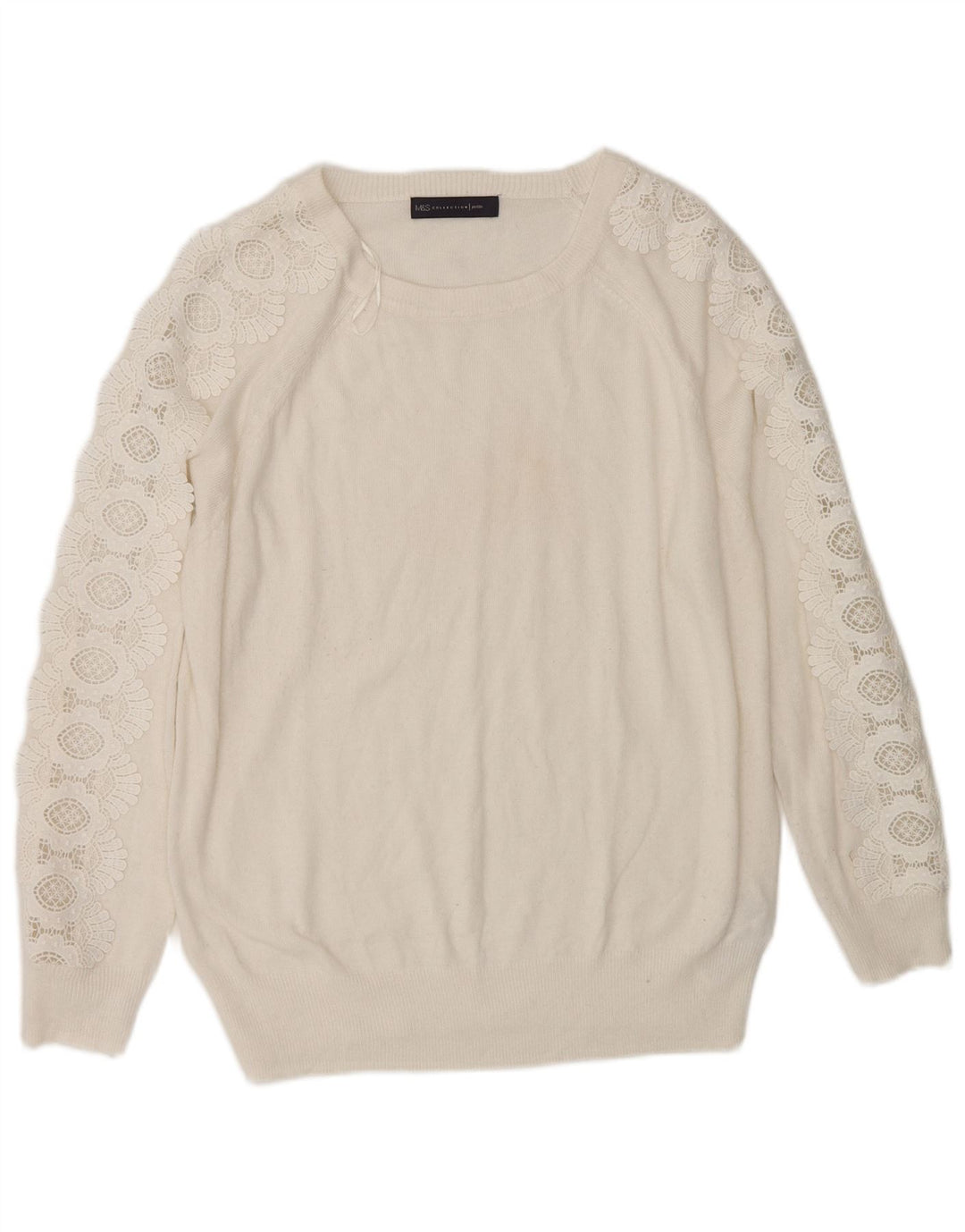 Marks & Spencer Dame sweater med rund hals DK 14 Stor Off White