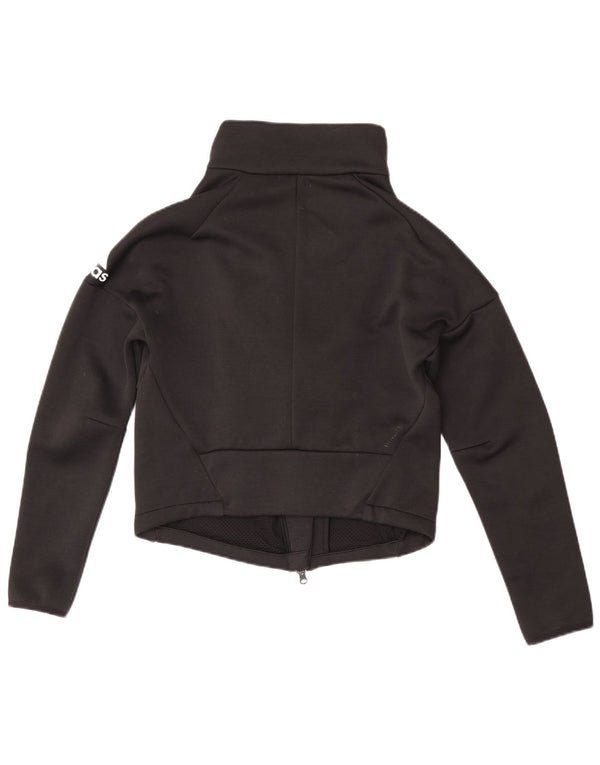 Adidas Womens Crop træningsdragt topjakke UK 8/10 Small Black Polyester