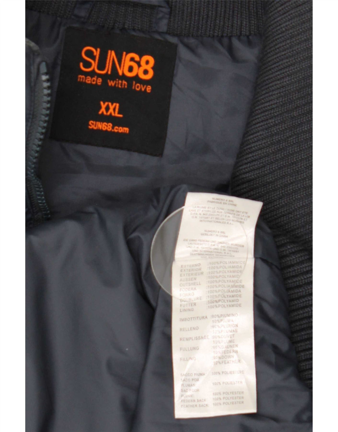 Sun68 Herre polstret jakke UK 44 2XL Navy Blue Colourblock Polyamid