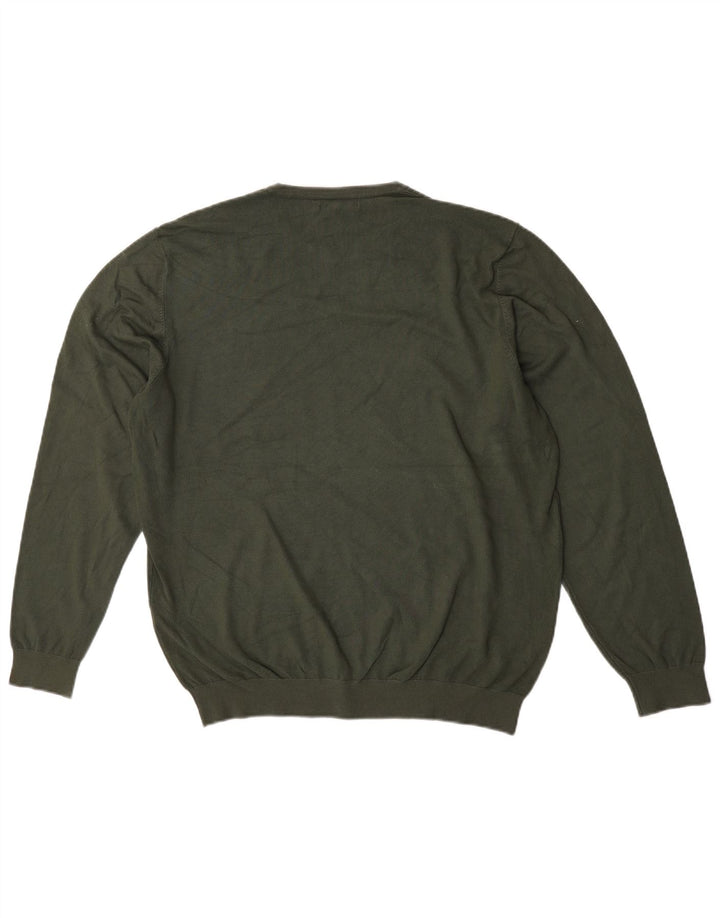 Zara Herre Crew Neck Jumper Sweater Stor Khaki Viscose