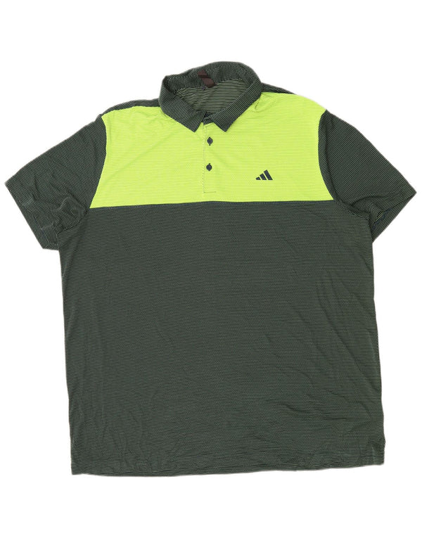 Adidas Mens Polo Shirt 2XL Green Colourblock Polyester