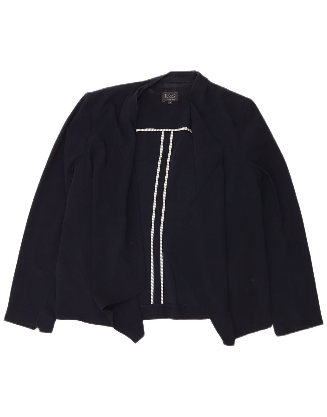 Marks & Spencer Womens Open Blazer Jacket UK 16 Large Navy Blue Polyester