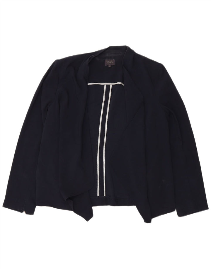 Marks & Spencer Womens Open Blazer Jacket UK 16 Large Navy Blue Polyester