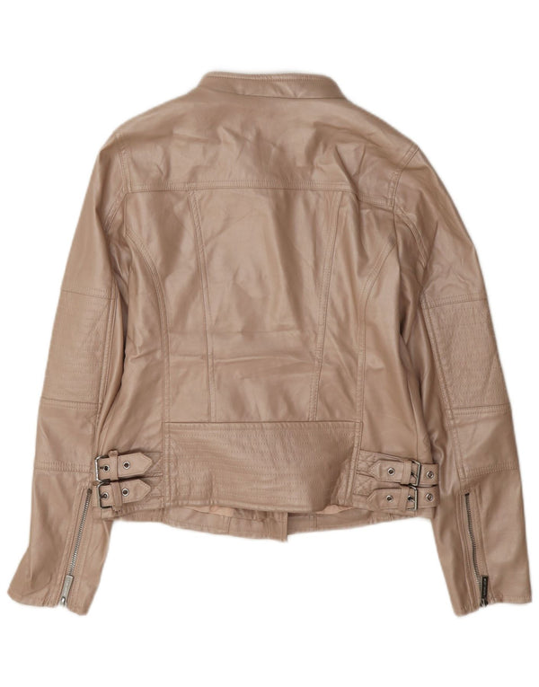 Michael Kors dame bikerjakke i imiteret læder UK 6 XS Beige