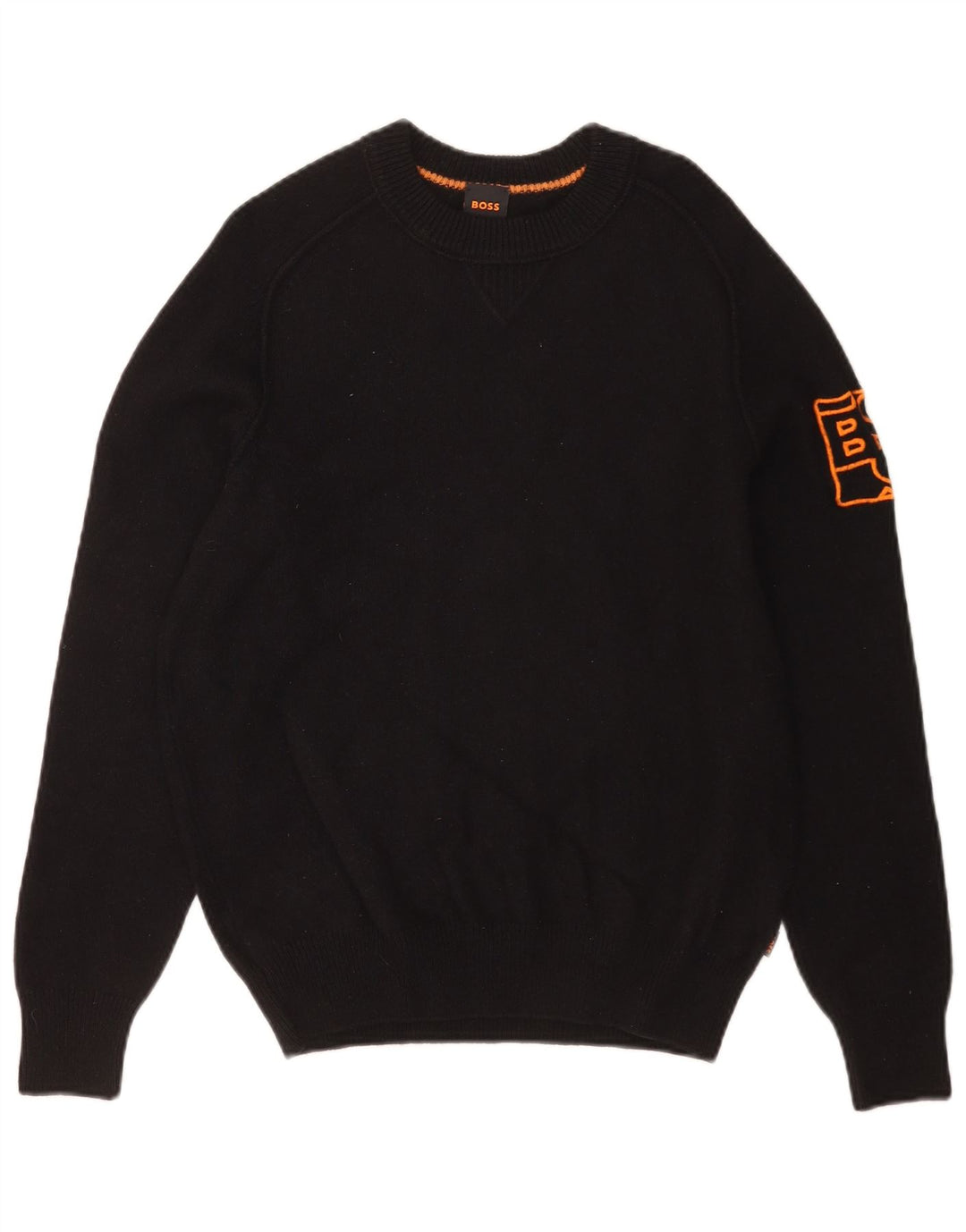 Hugo Boss Herre grafisk rund hals sweater mellem sort bomuld