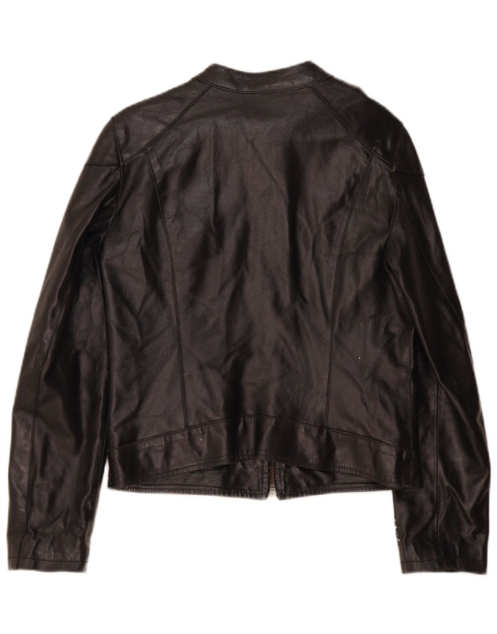 Viamaestra Womens Crop Læder Biker Jacket UK 12 Medium Black