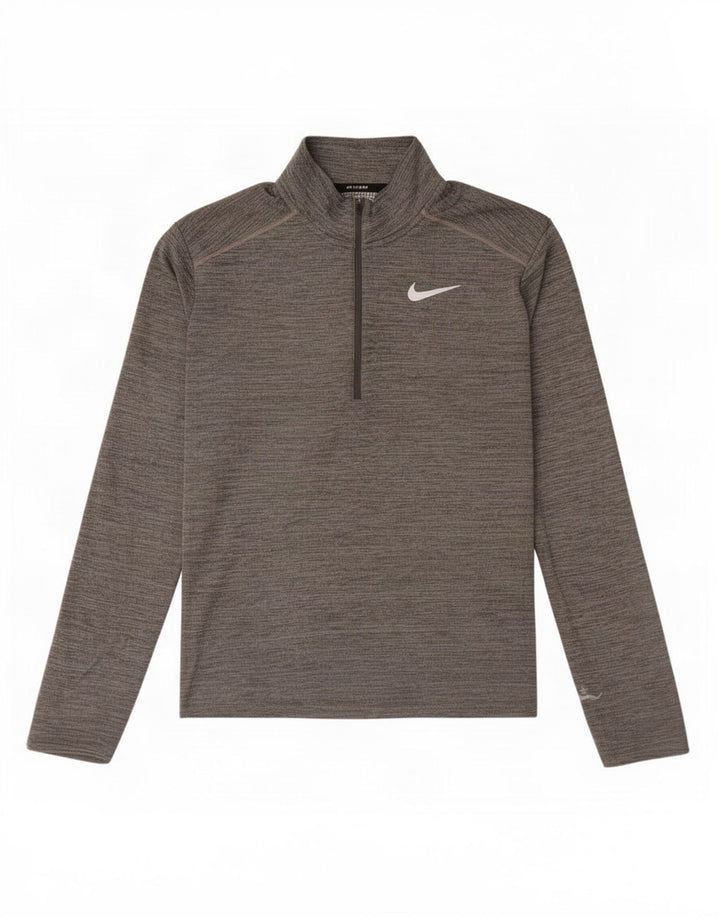 Nike Herre Dri Fit Pullover med lynlåshals Træningsdragt Top Medium Grå Flecked