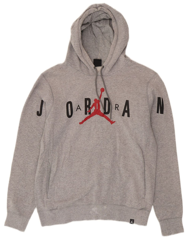 Jordan Mens Graphic Hoodie Jumper Medium Grey Flecked Cotton