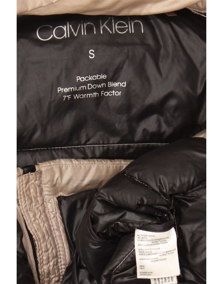 Calvin Klein Polstret hættejakke til kvinder UK 10 Lille beige polyester