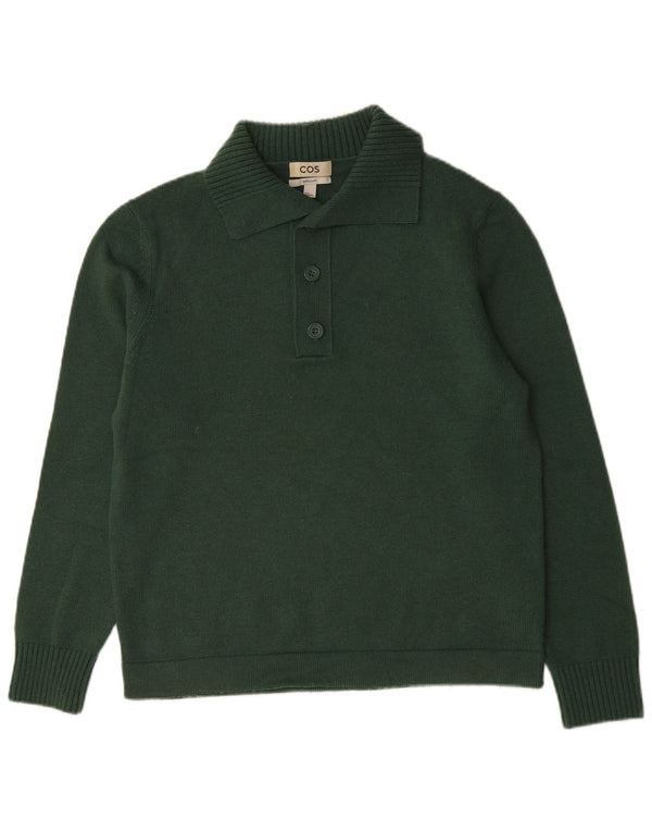 Cos Mens Regular Fit Polo Neck Jumper Sweater Medium Green Wool