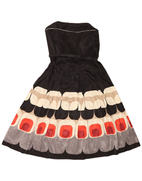 Debut Dame Stropløs Kjole UK 14 Stor Sort Geometrisk Polyester
