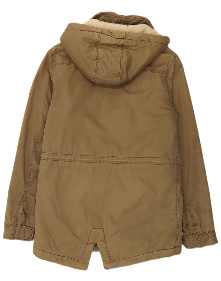 Superdry Parkajakke med hætte til kvinder UK 16 Stor Khaki Bomuld