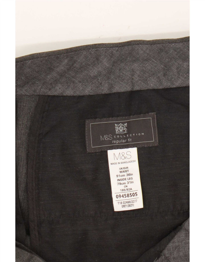 Marks & Spencer Herre Regular Fit Suit Bukser W36 L31 Grå polyester
