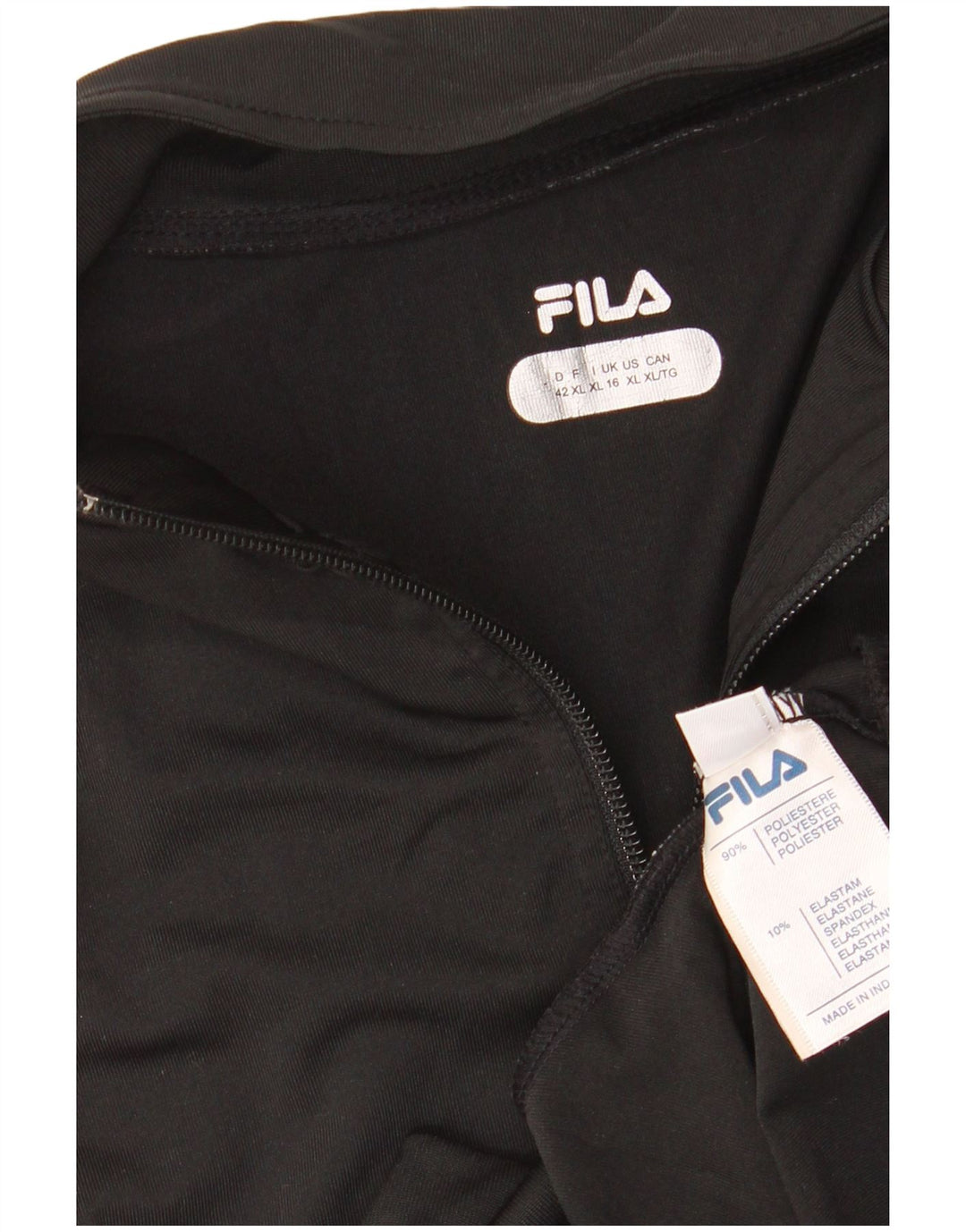 FILA træningsdragt topjakke til kvinder UK 16 Large Black Colourblock Polyester