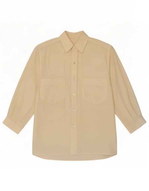 Vintage skjorte med 3/4 ærmer til kvinder UK 16 Large Off White
