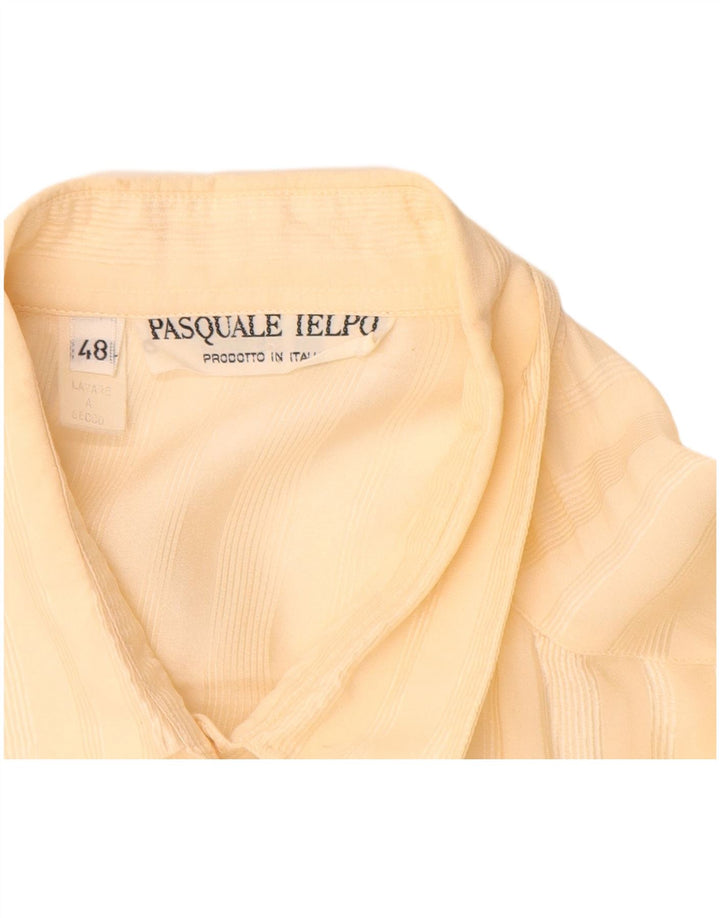 VINTAGE Dame Skjorte Bluse IT 48 XL Beige Silke