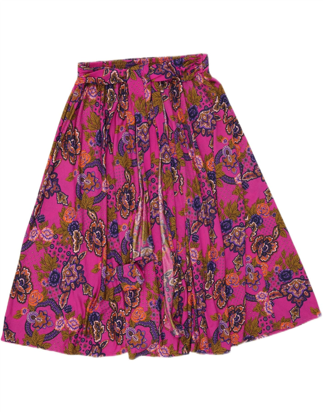 Vintage Kvinders Flared Skirt W34 Large Pink Paisley
