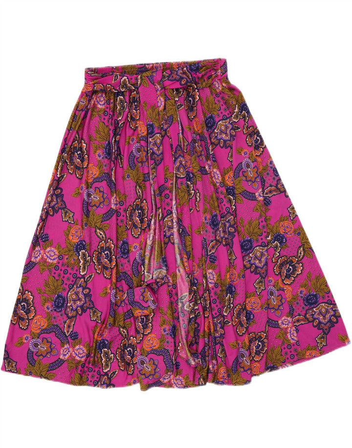 Vintage Kvinders Flared Skirt W34 Large Pink Paisley