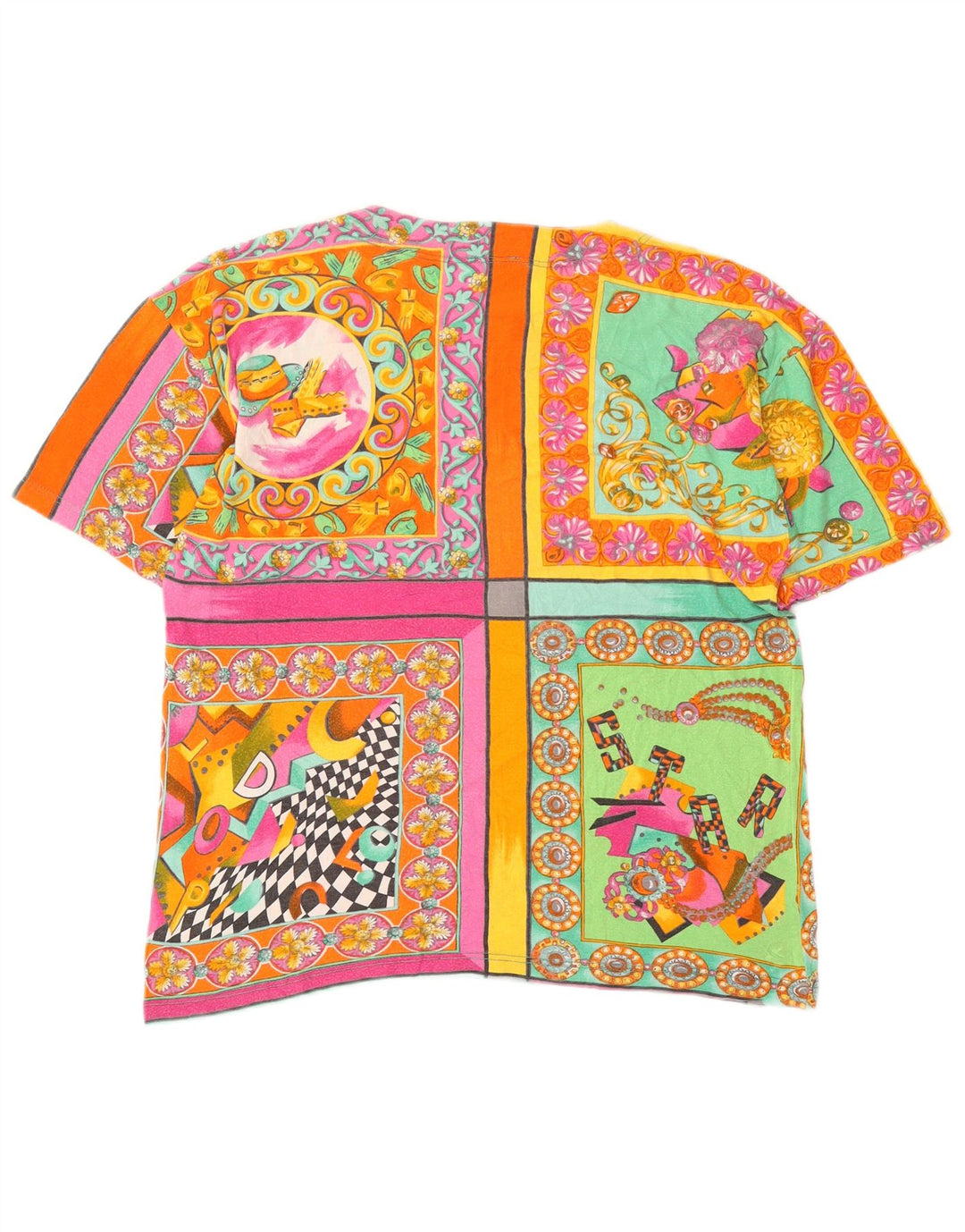 Silhouette Dame Grafisk T-Shirt Top UK 16 Stort flerfarvet Patchwork