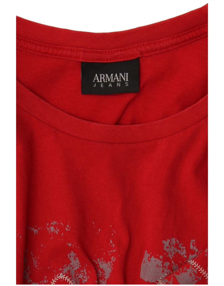 Armani Jeans Herre grafisk T-shirt Top Medium Rød