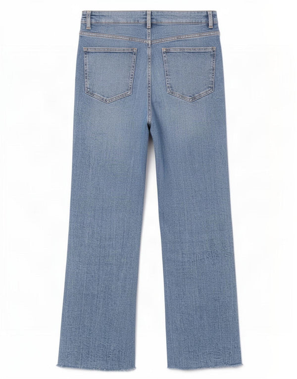 Zara Dame Crop Bootcut Jeans EU 44 XL W34 L26 Blå Bomuld