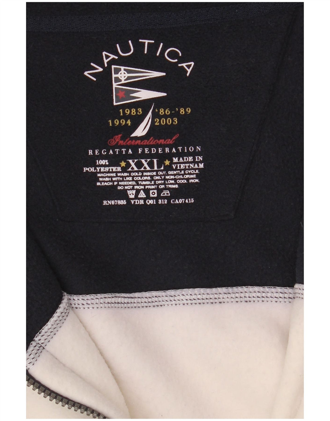 Nautica Herre Fleecejakke UK 44 2XL Hvid Colourblock Polyester