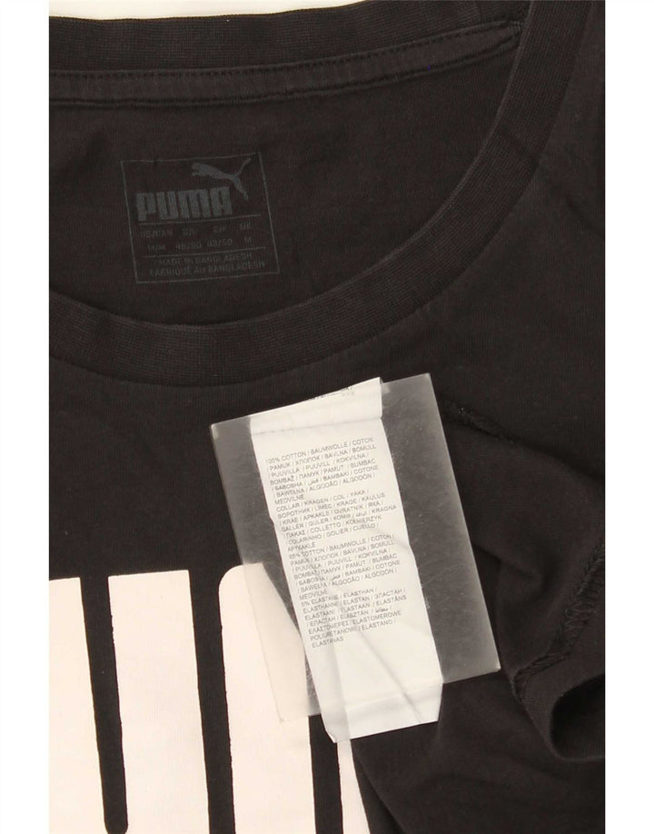 Puma Herre Grafisk T-Shirt Top Medium Sort Bomuld