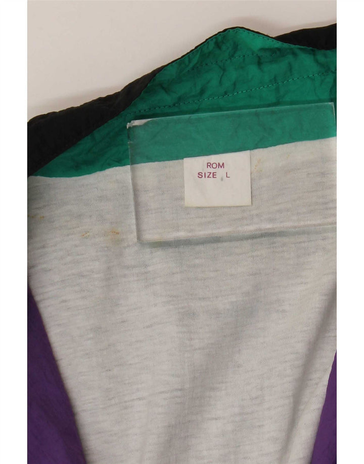 Vintage træningsdragt til mænd Topjakke Stor flerfarvet Colourblock Polyamid