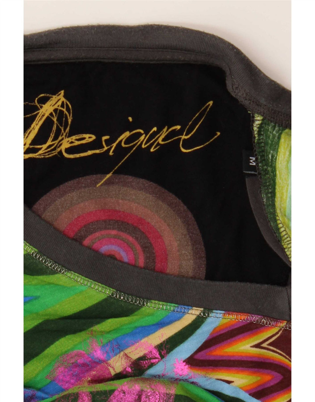 Desigual grafisk T-shirt top til kvinder UK 12 medium flerfarvet sommerfugl