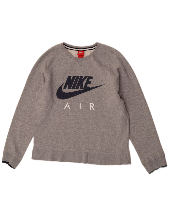 Nike grafisk sweatshirt til mænd, medium grå flækket bomuld