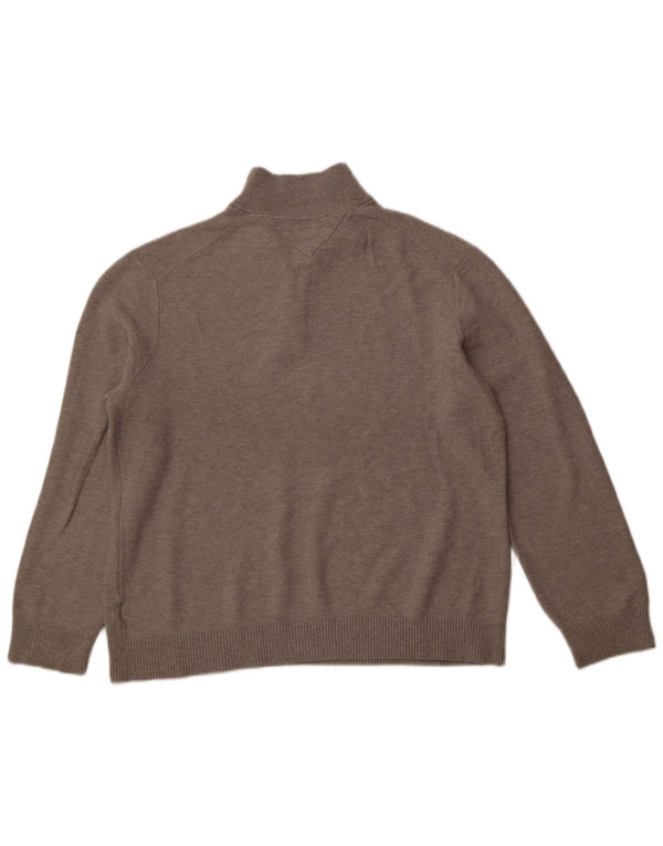 TOMMY HILFIGER Sweater med lynlås til mænd XL Grå bomuld