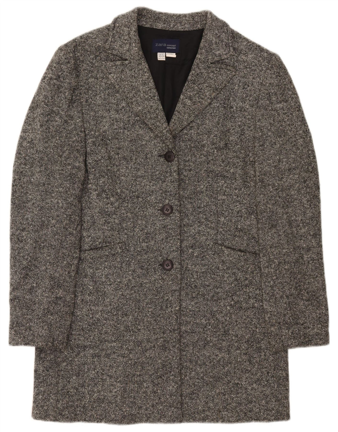 Zara Dame Oversized Overfrakke EU 38 Lille Grå Uld