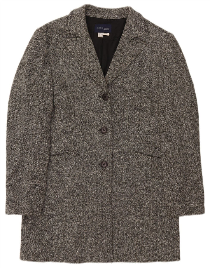 Zara Dame Oversized Overfrakke EU 38 Lille Grå Uld