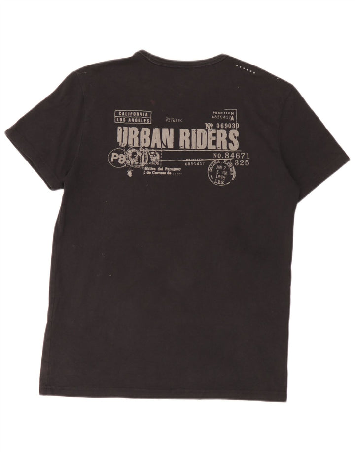 Lee Herre Regular Fit Grafisk T-shirt Top Medium Sort Bomuld