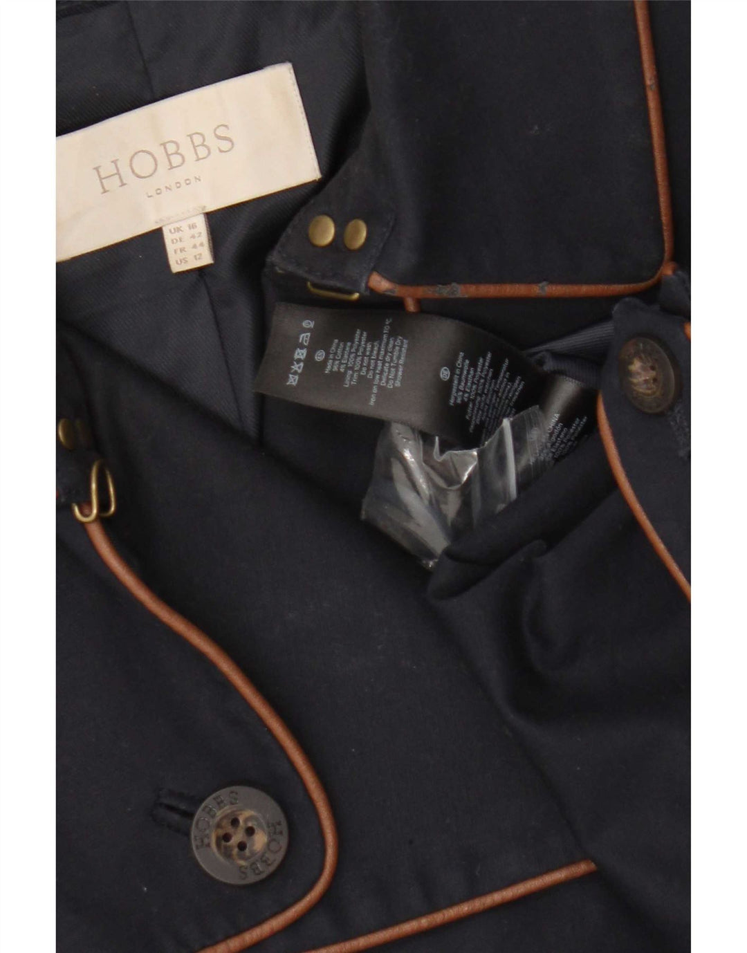 Hobbs Dame Trench Coat UK 16 Stor Marineblå Bomuld
