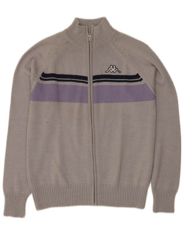 KAPPA Dame Cardigan Sweater UK 14 Medium Grey Colourblock Acryl