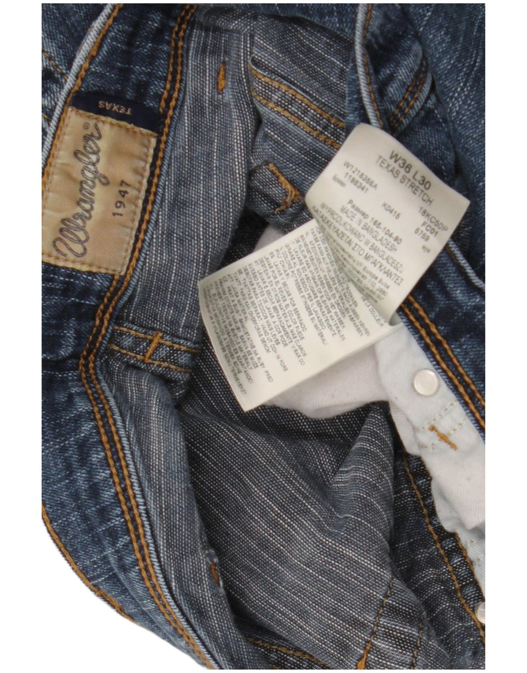 Wrangler Herre Texas Stretch Straight Jeans W36 L30 Blå Bomuld