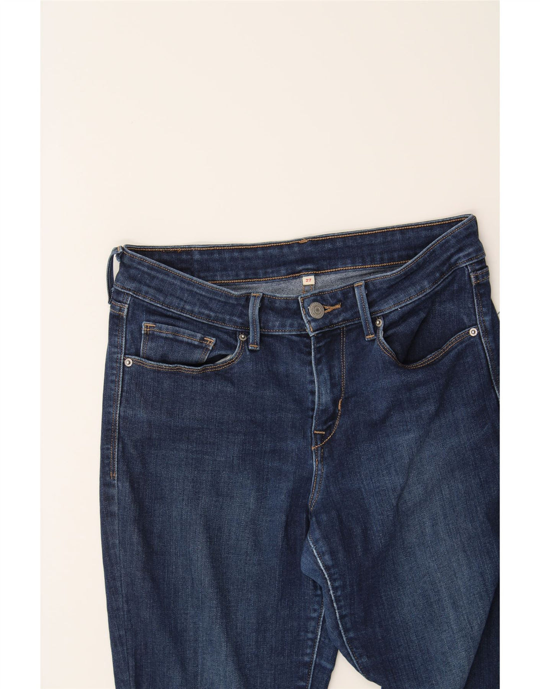 LEVI'S Womens Cropped Jeans W27 L25 Navy Blue Cotton Vintage Levi's and Second-Hand Levi's from Messina Hembry 